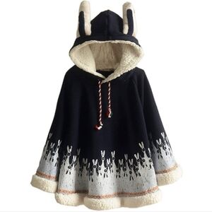 Navy Blue Hooded Sweatshirt with White Accents